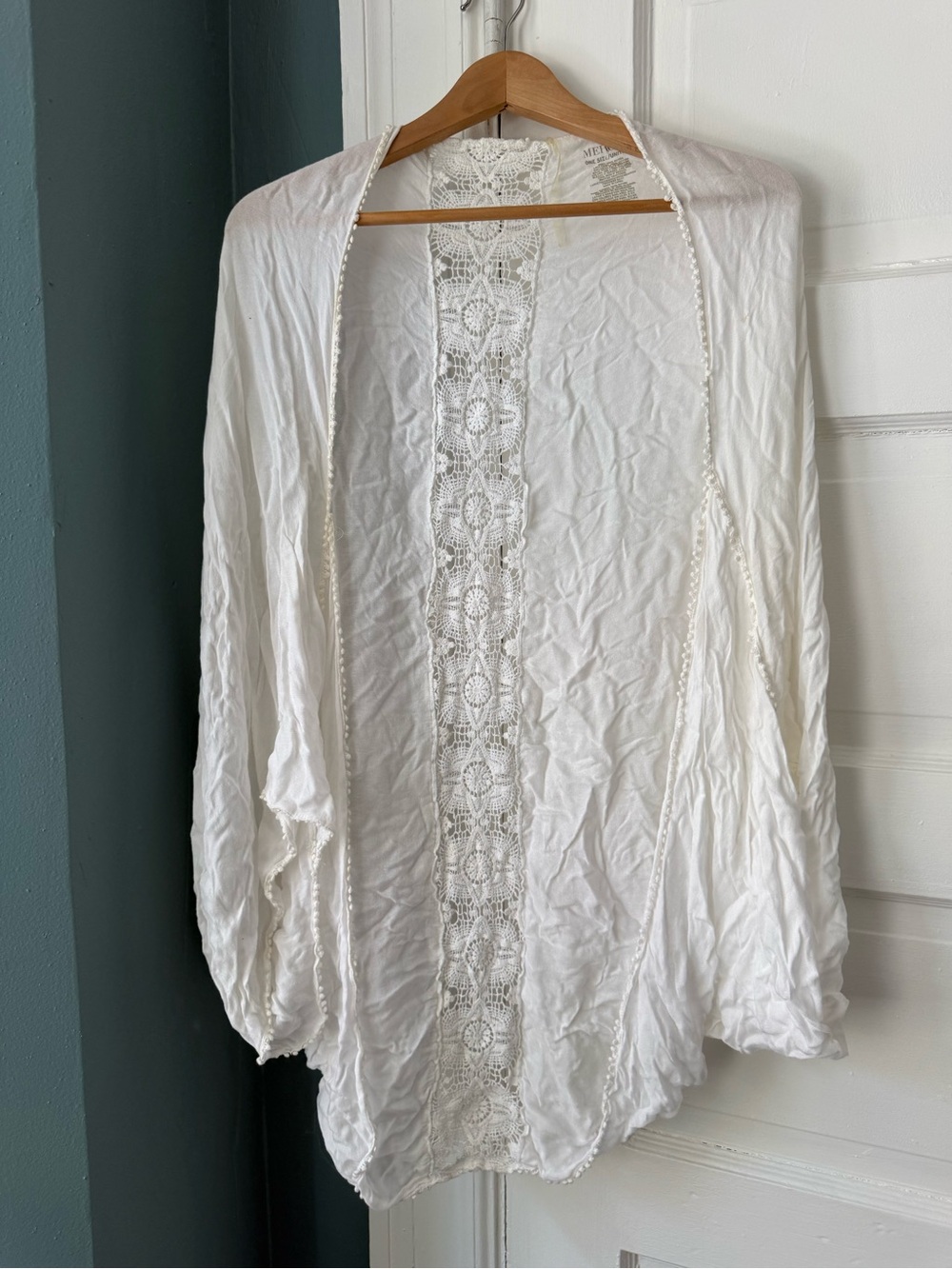 Merona White Crochet Lace Kimono Wrap